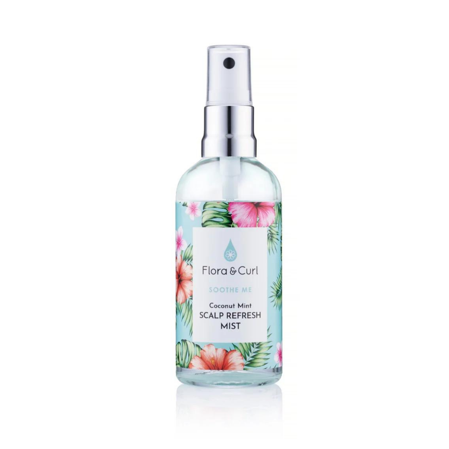 Flora & Curl Coconut Mint Kopfhaut-Erfrischungsnebel 100 ml, Kopfhautspray für trockenes Haar, mit beruhigenden Pflanzenstoffen sorgt für kühlende Kopfhautentlastung