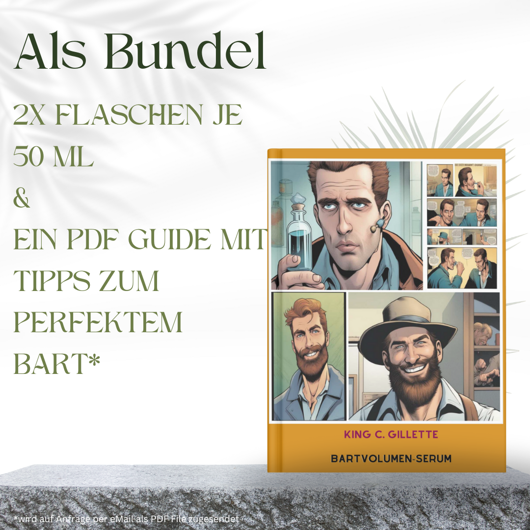Spar Bundel 2 Stück - 100 ml Bartvolumen Serum von King C. Gillette mit Guide. Bart Öl mit Verdichtungseffekt, Vitaminkomplex B und Koffein