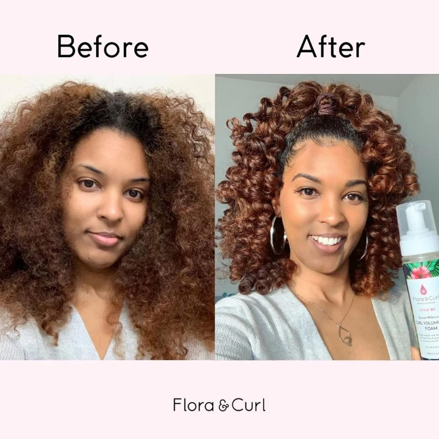 Flora & Curl Sweet Hibiscus Curl Volumizing Foam Lockenschaumfestiger für überragende Fülle, Volumen und Sprungkraft, auf pflanzlicher Basis mit Hibiskus, tierversuchsfrei, 200 ml