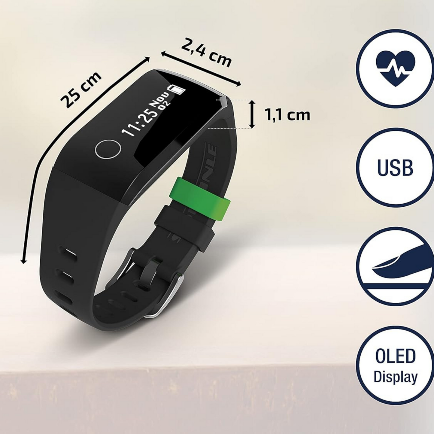 Soehnle Fitnesstracker Fit Connect 200 HR mit Bluetooth-Anbindung, Fitnessarmband mit bis zu 10 Tagen Laufzeit zählt Schritte und Kalorienverbrauch, Fitness Armbanduhr mit Schlafanalyse