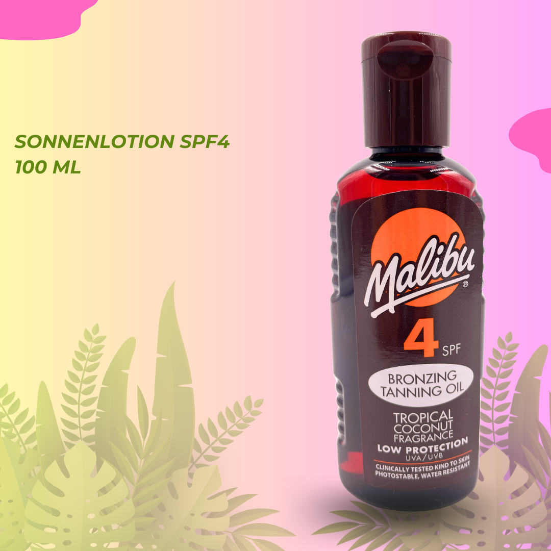 Malibu Travel Pack Sonnenlotion SPF4, Bronzer und After Sun Lotion in Reisetasche 3 x 100 ml