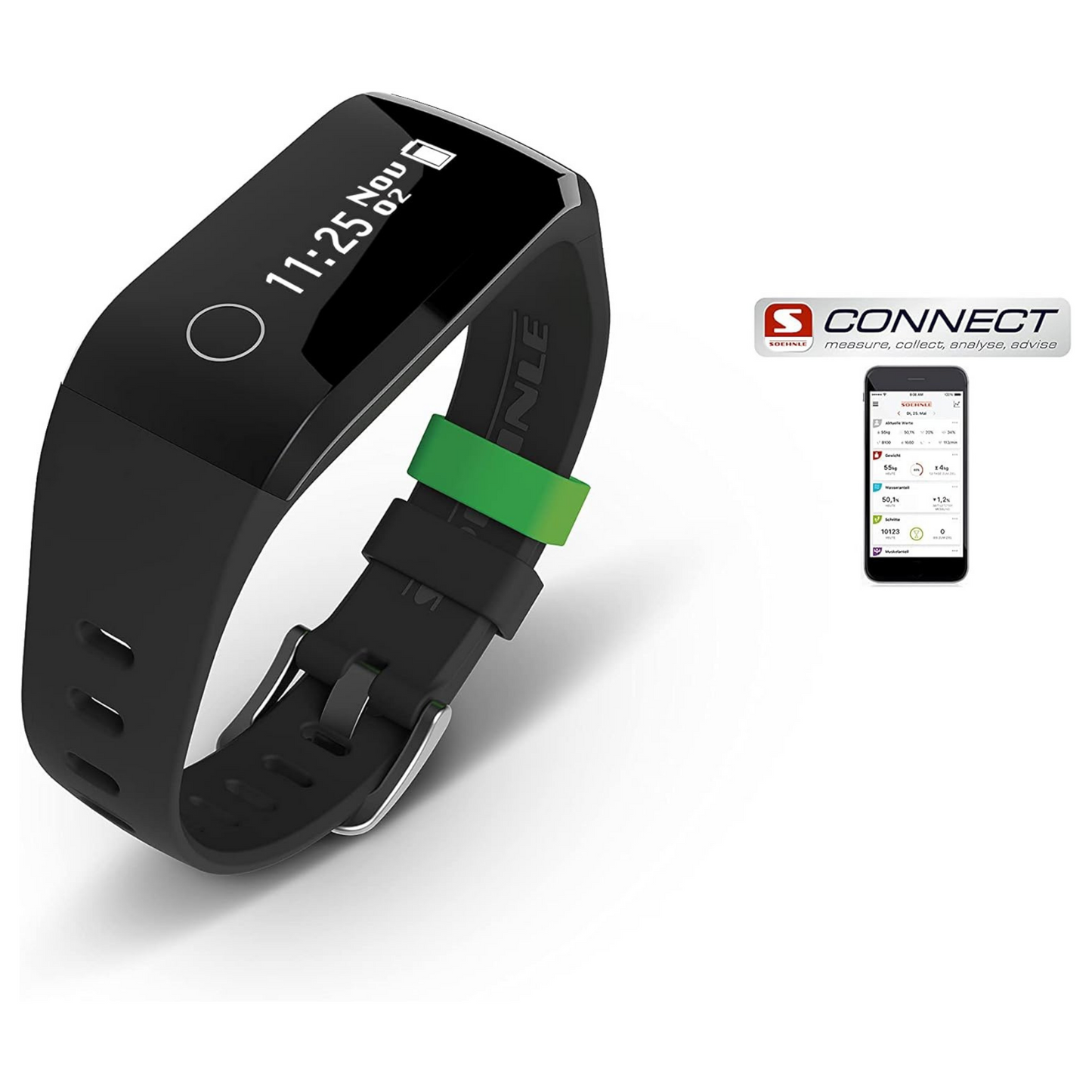Soehnle Fitnesstracker Fit Connect 200 HR mit Bluetooth-Anbindung, Fitnessarmband mit bis zu 10 Tagen Laufzeit zählt Schritte und Kalorienverbrauch, Fitness Armbanduhr mit Schlafanalyse