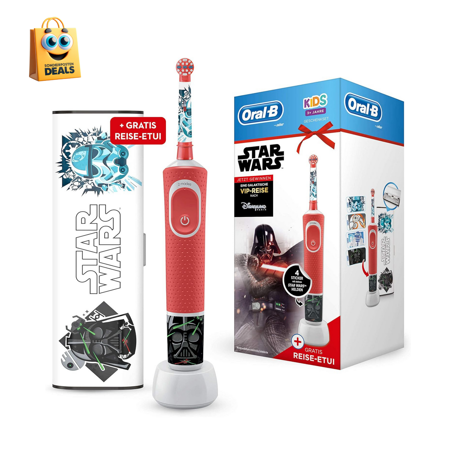 Oral-B Kids Elektrische Zahnbürste für Kinder - Star Wars Special Edition, mit Stickern und Gratis Star Wars Reise-Etui, ab 3 Jahren