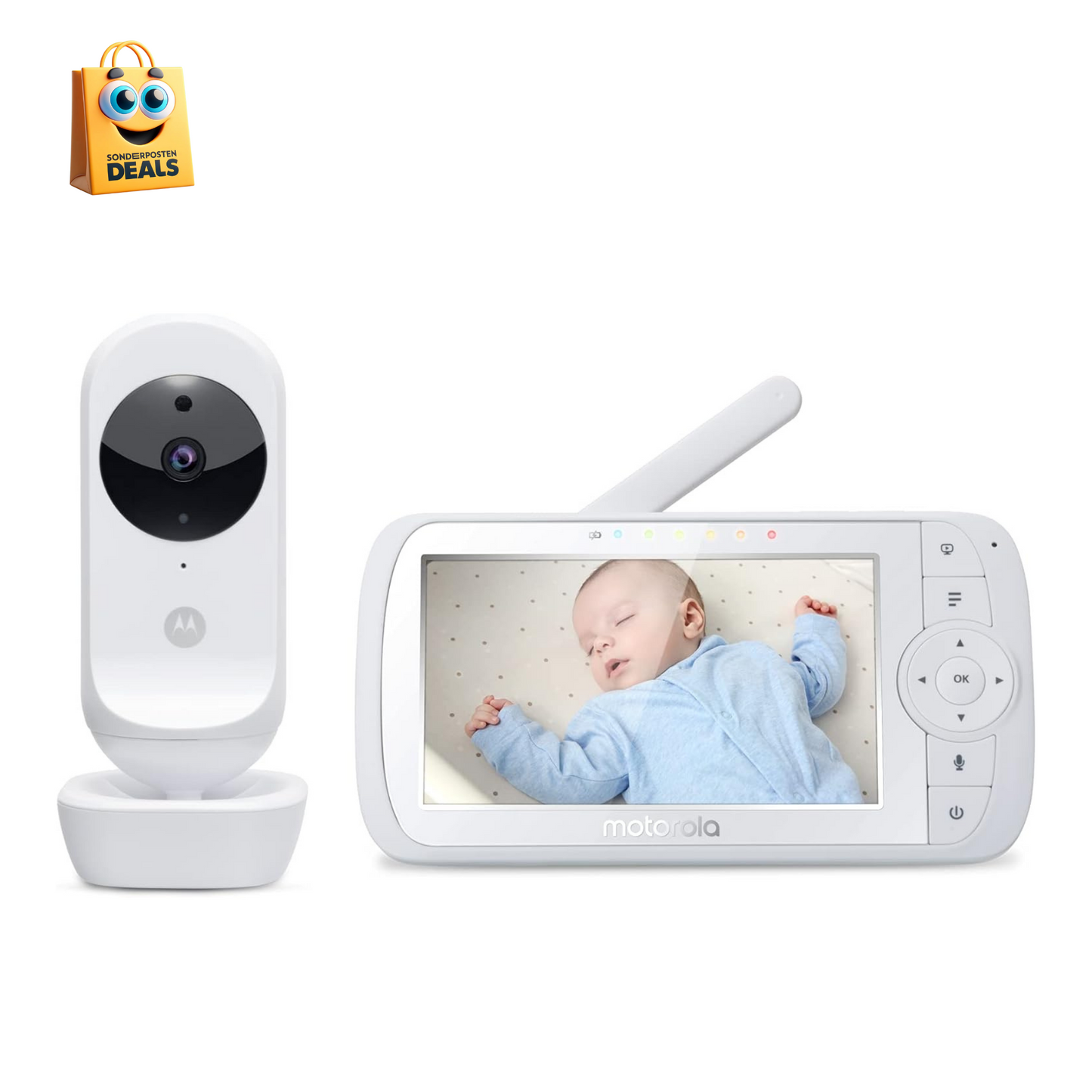 Motorola Nursery Ease 35 Babyphone mit Kamera 5,0 Zoll - Video Babyphone Display mit Nachtsicht, Schlaflieder, Zoom und Raumtemperaturüberwachung
