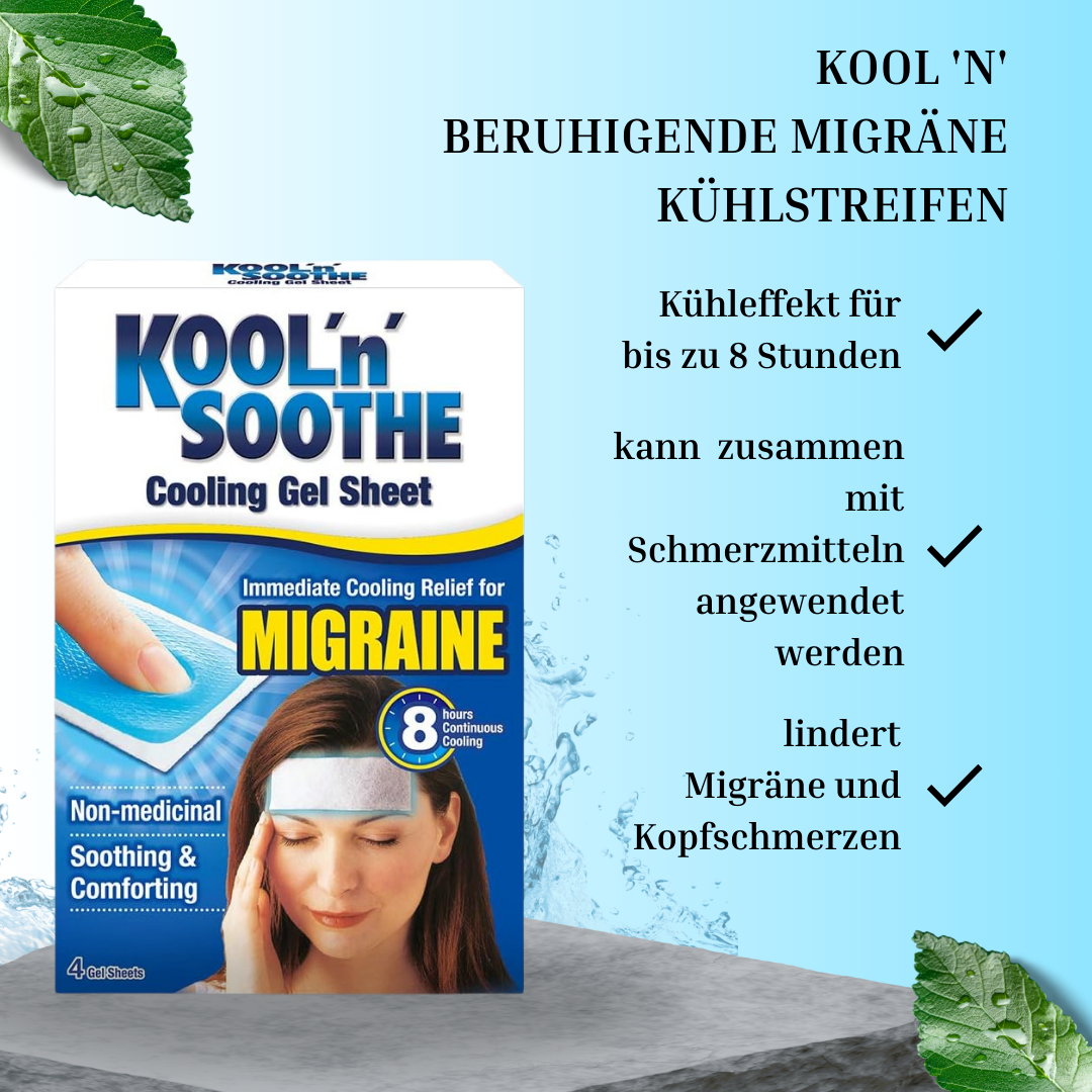 Spar Set - Beruhigende Migräne - Kühlstreifen von Kool 'n' (20 Kühlpads) Kühlpads helfen bei Migräne und Kopfschmerzen bis zu 8 Stunden
