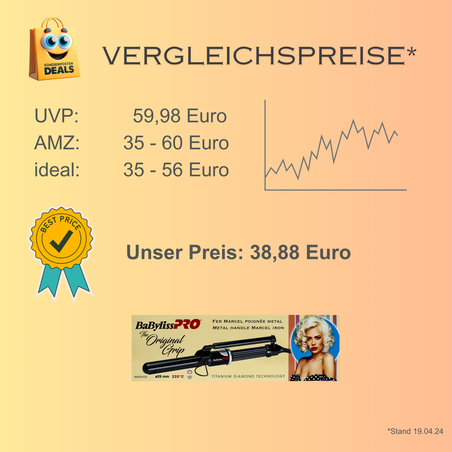 BaByliss – Lockenstab Pro - Marcel Titanium Diamond – umwerfende Locken in Sekunden
