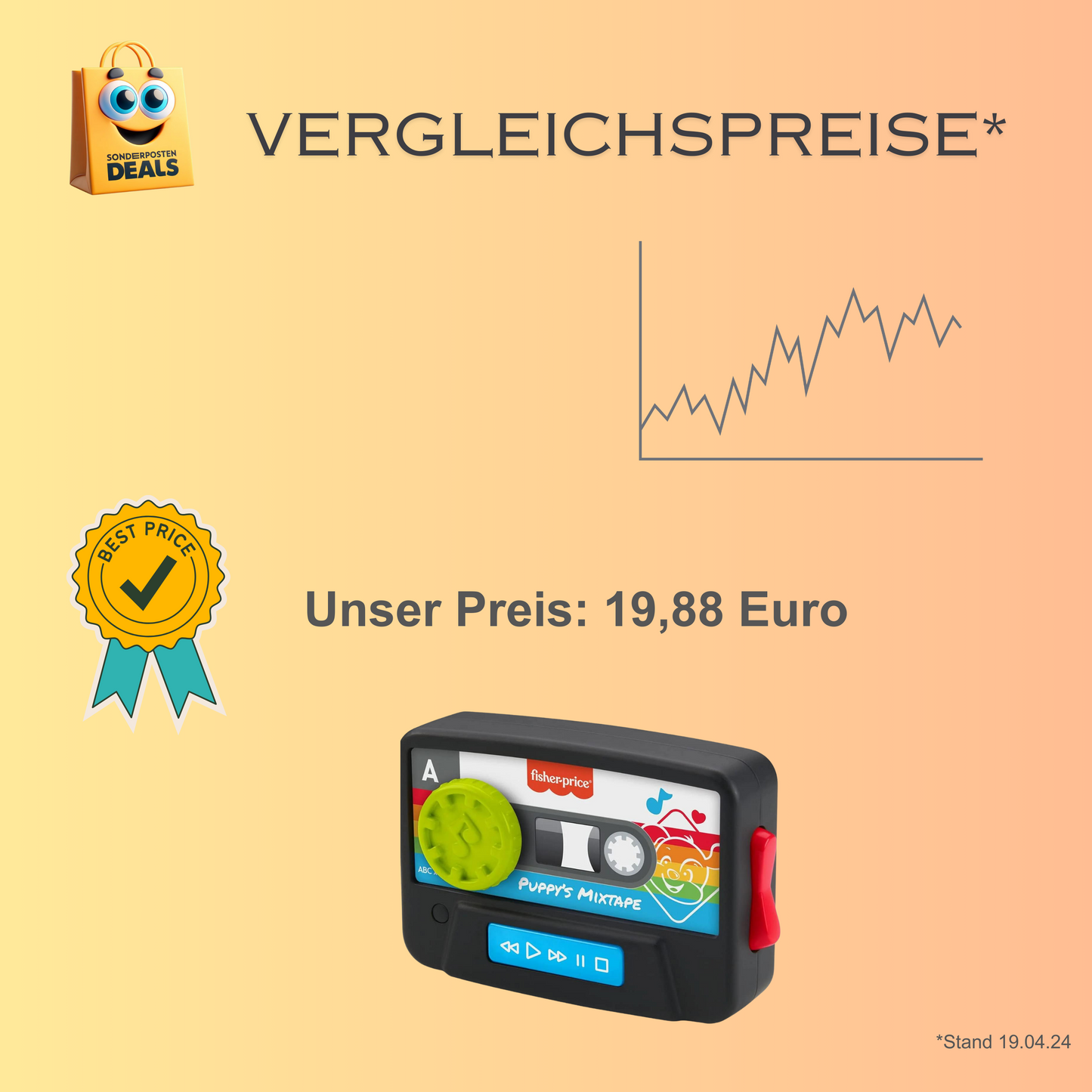 FISHER PRICE Rollenspiel-Lernspielzeug für Babys Mixtape für Kinder von 6 - 36 Monate geeignet
