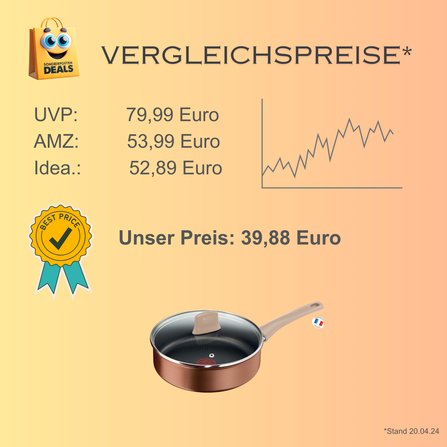 Tefal TEFALECO Schmorpfanne, 24 cm, mit Deckel, Antihaftbeschichtung, geeignet für Induktion,