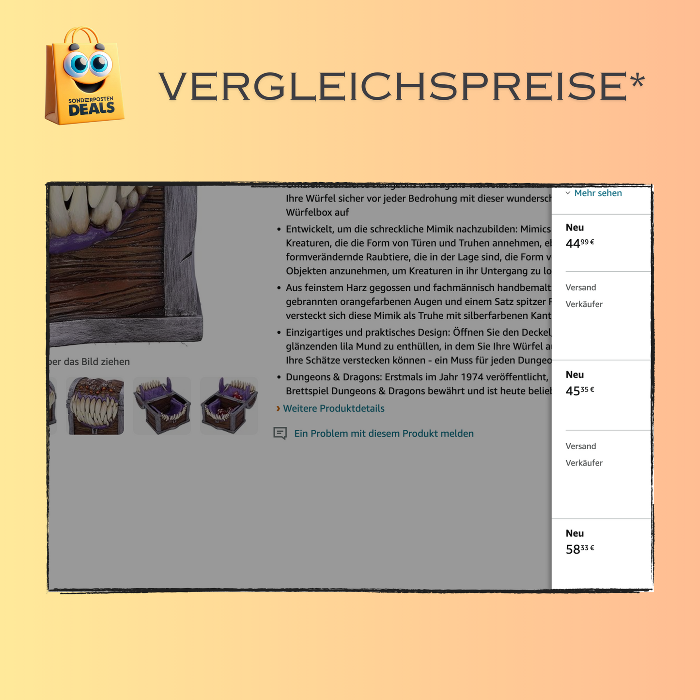 Nemesis Now Würfelbox, Offiziell lizenzierte Dungeons & Dragons Mimic Würfel-Aufbewahrungsbox aus Kunstharz