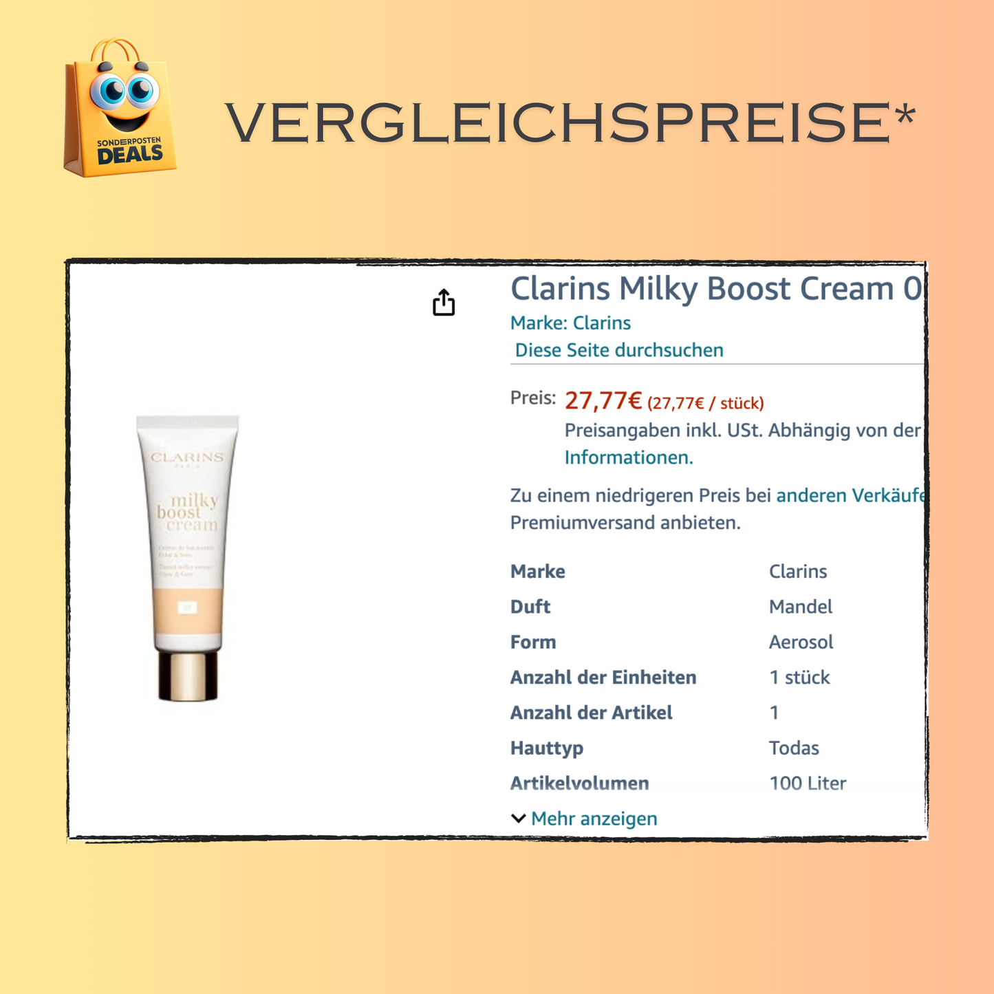 CLARINS 45ML MILKY BOOST TINTED MILKY CREAM 01