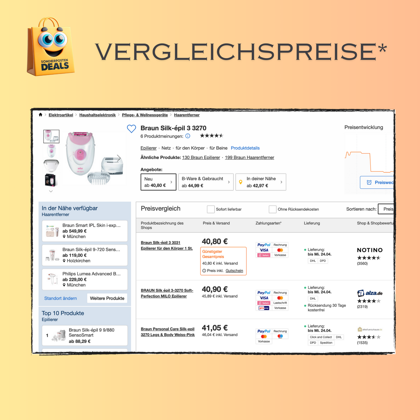 Braun Silk-épil 3 Epilierer 2 in 1 - Haarentfernung, Aufsätze für Rasierer, Trimmer - pink/weiß