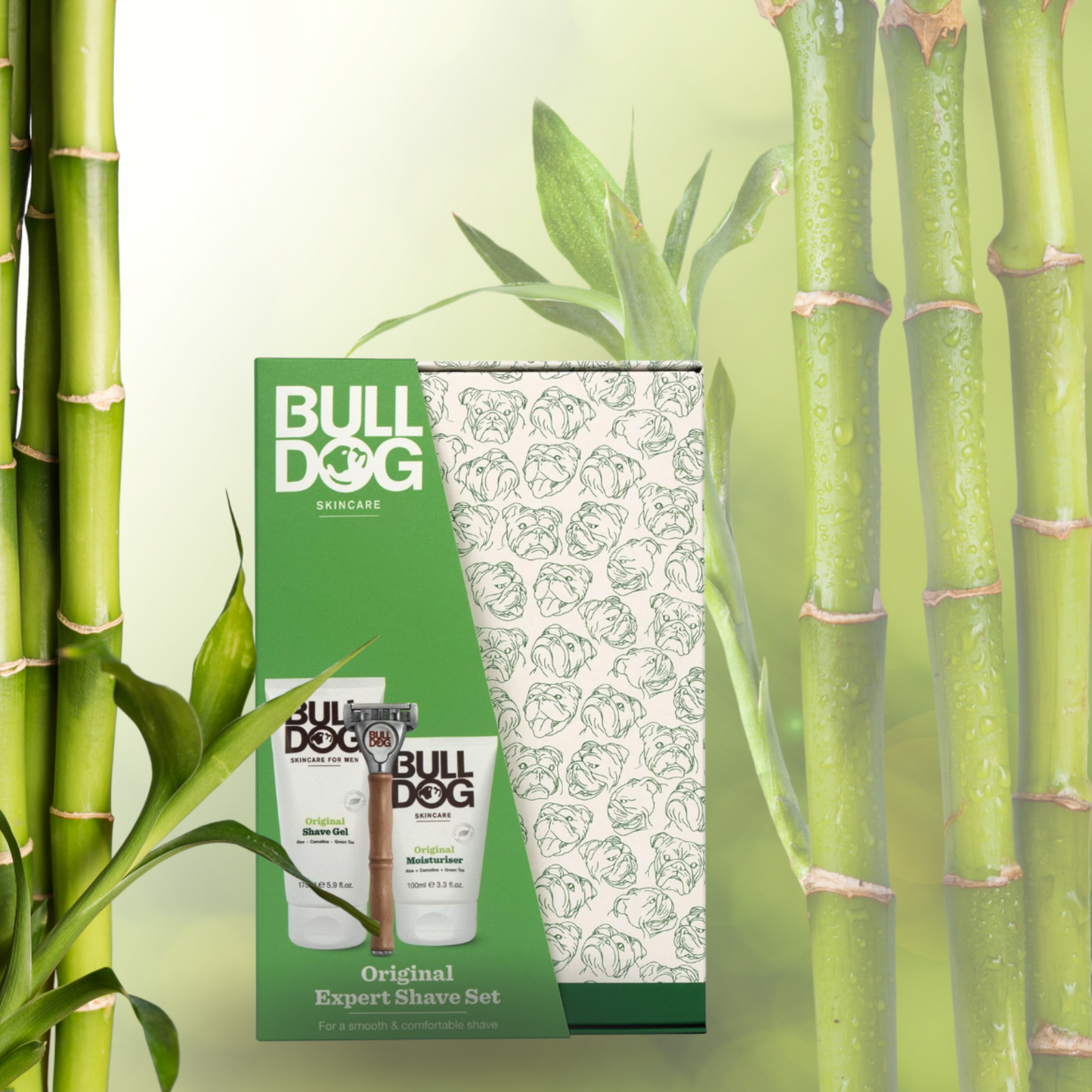 Bulldog Original Bambus-Rasierer für Männer 3 Set inkl. Rasiercreme und Feuchtigkeitscreme