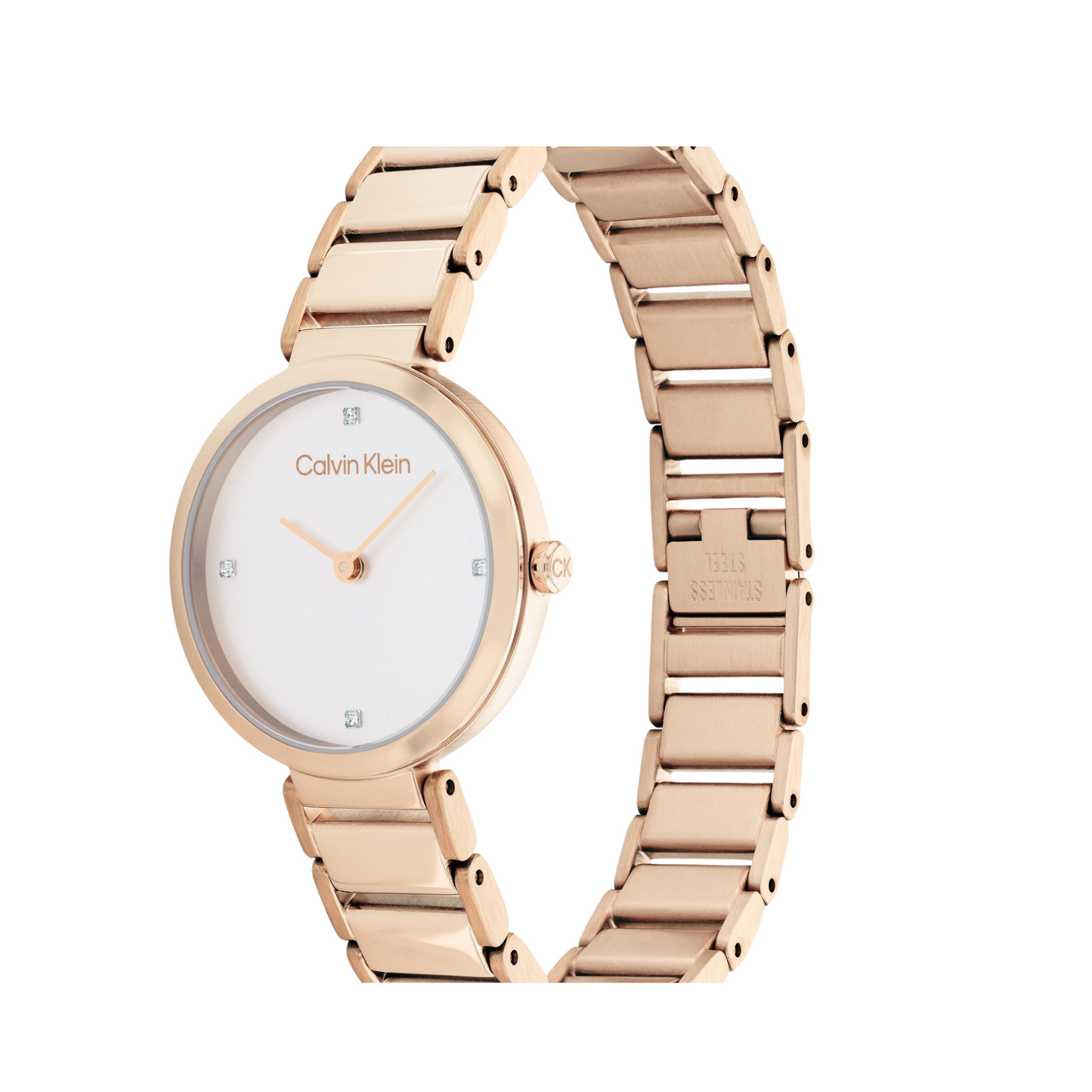 Calvin Klein elegante Uhr für Damen mit Edelstahlarmband – Zifferblatt mit Steinen versetzt