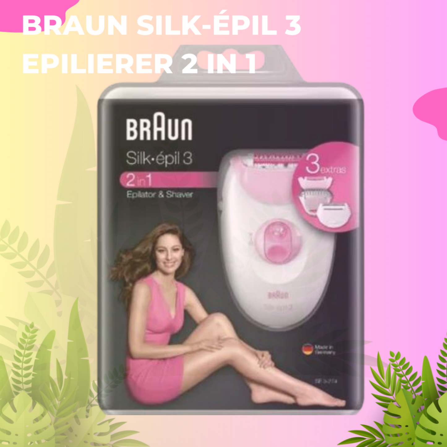 Braun Silk-épil 3 Epilierer 2 in 1 - Haarentfernung, Aufsätze für Rasierer, Trimmer - pink/weiß