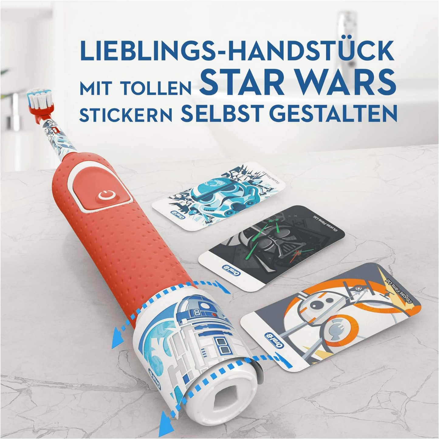 Oral-B Kids Elektrische Zahnbürste für Kinder - Star Wars Special Edition, mit Stickern und Gratis Star Wars Reise-Etui, ab 3 Jahren