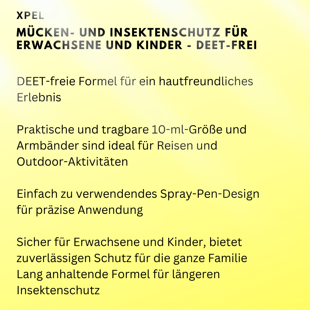 Xpel Mücken- und Insektenschutz Set für Erwachsene & Kinder - DEET-frei - Chemiefreie Armbänder & Spray mit natürlicher tropischer Formel