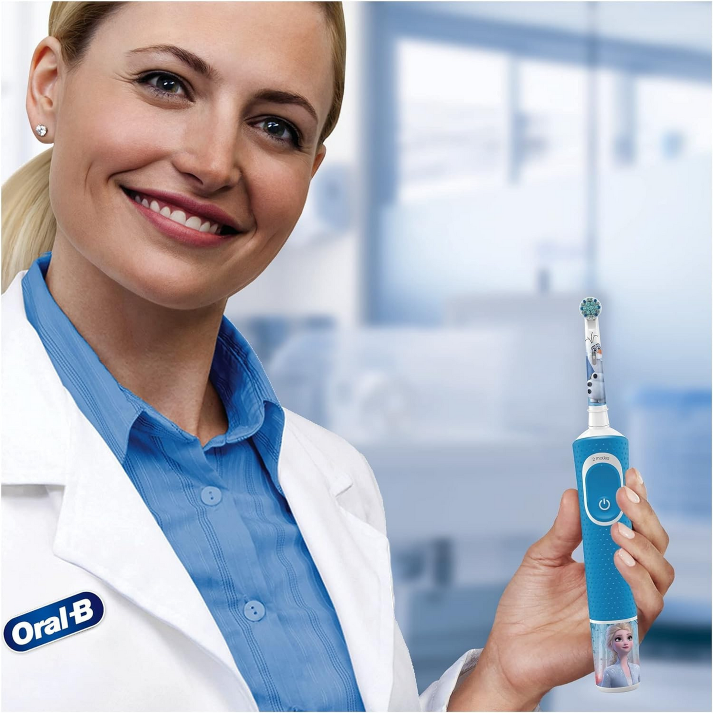 Oral-B Kids Elektrische Zahnbürste für Kinder ab 3 Jahren - Frozen Special Edition, extra weiche Borsten, 2 Modi inkl. Sensitiv, mit Timer, 4 Frozen-Sticker, inkl. Reiseetui
