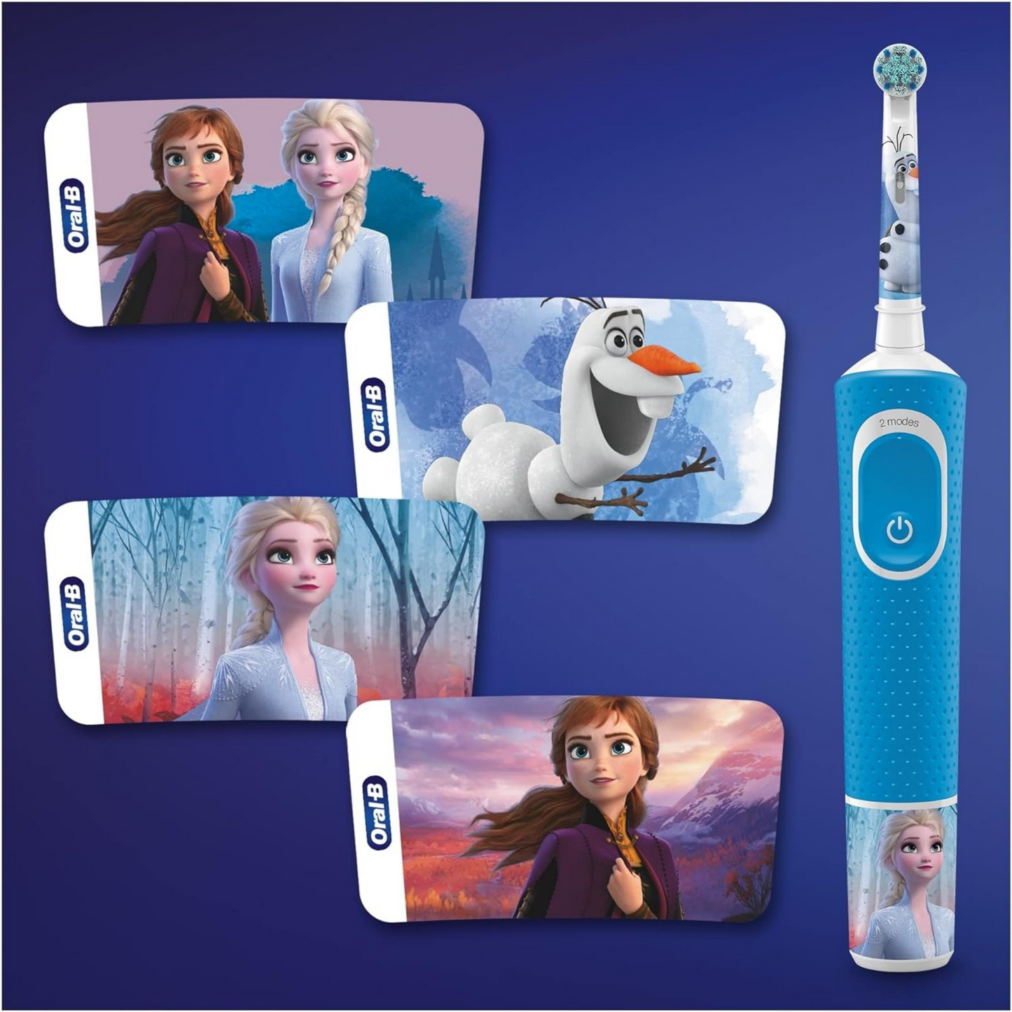 Oral-B Kids Elektrische Zahnbürste für Kinder ab 3 Jahren - Frozen Special Edition, extra weiche Borsten, 2 Modi inkl. Sensitiv, mit Timer, 4 Frozen-Sticker, inkl. Reiseetui
