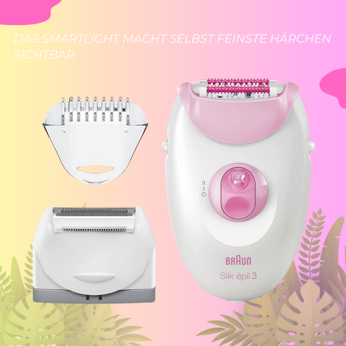 Braun Silk-épil 3 Epilierer 2 in 1 - Haarentfernung, Aufsätze für Rasierer, Trimmer - pink/weiß
