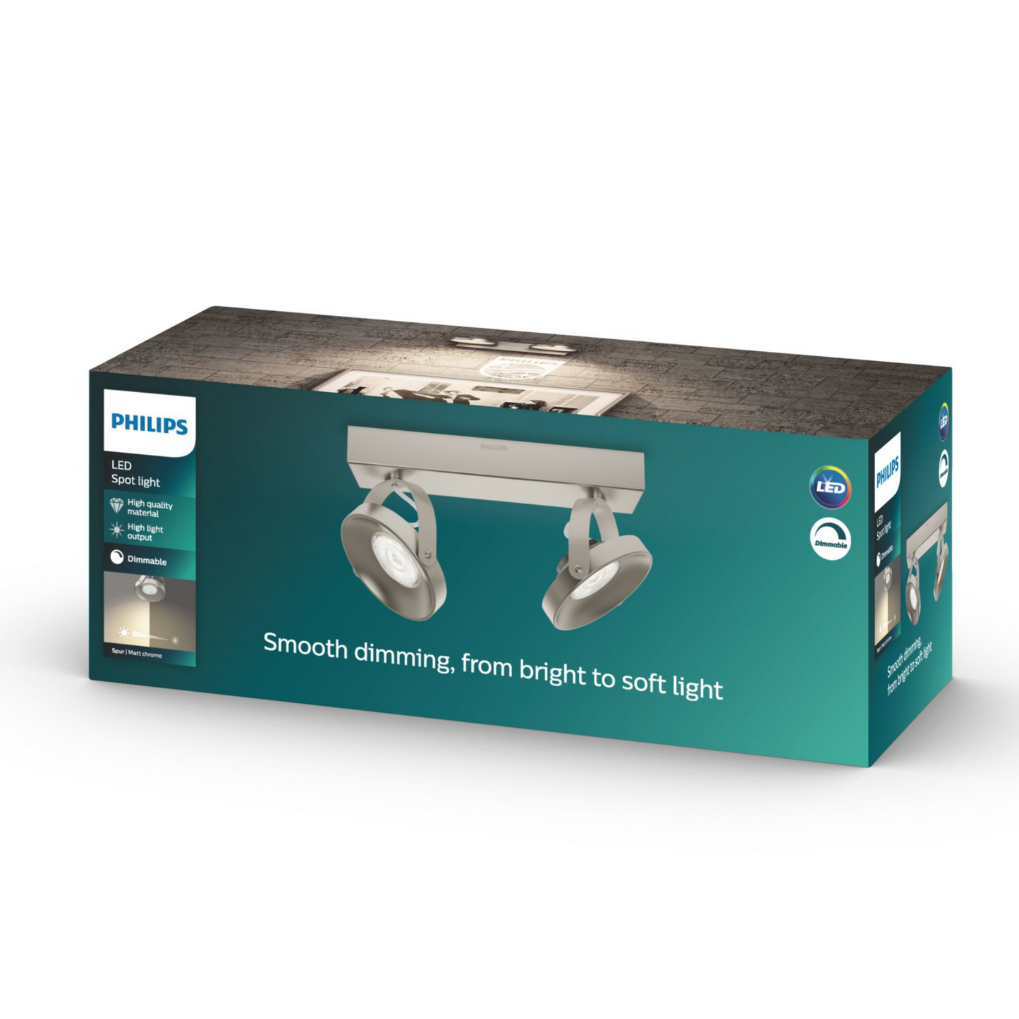 Philips myLiving Spur LED-Doppelspot in Nickel Design - 533121716 – Deckenspots