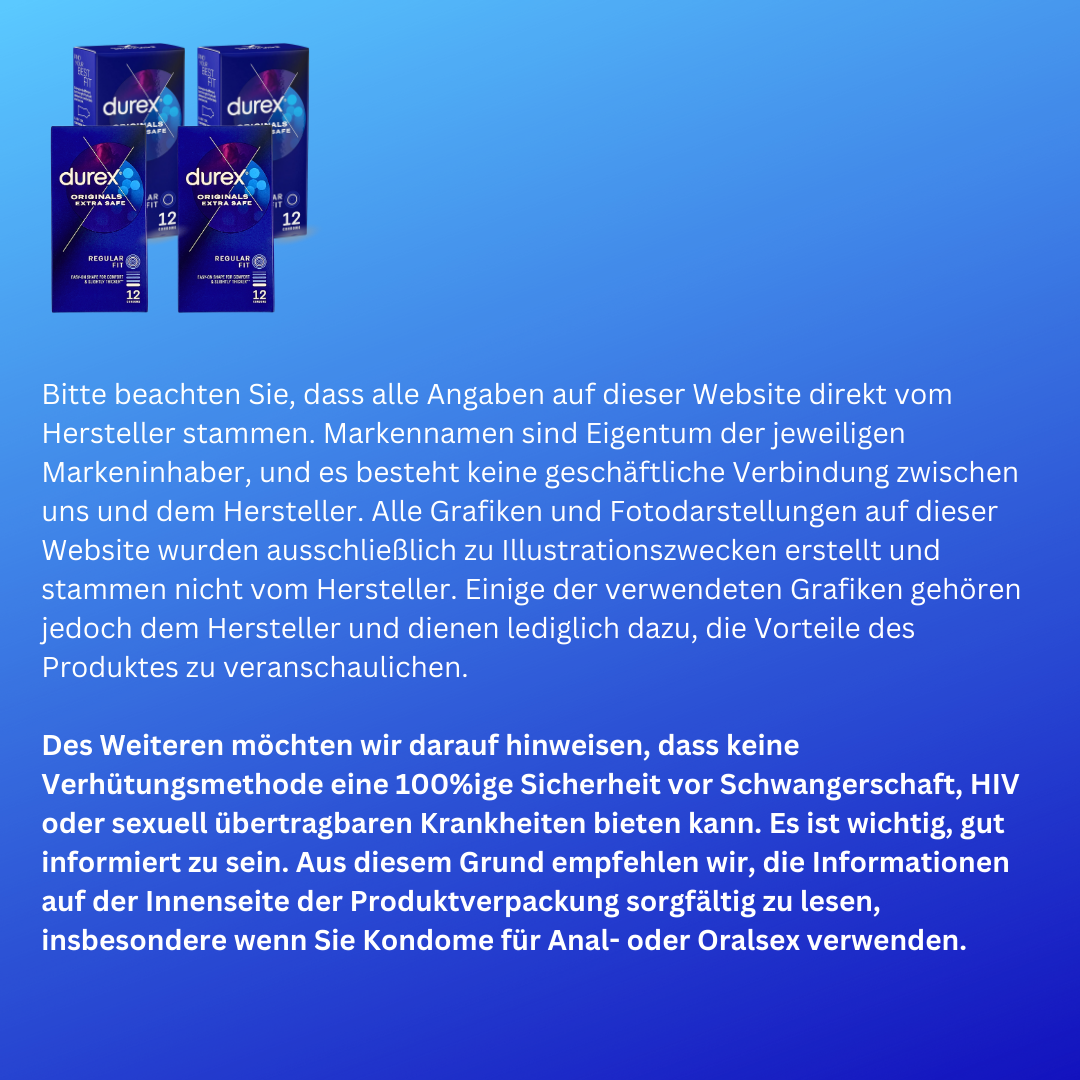 Spar Bundel – Set aus 4 Packungen Durex Kondome Extra Safe – 48 Stück - Verstärkte Latexkondome – normal Größe – Extra Safe und Extra Fun
