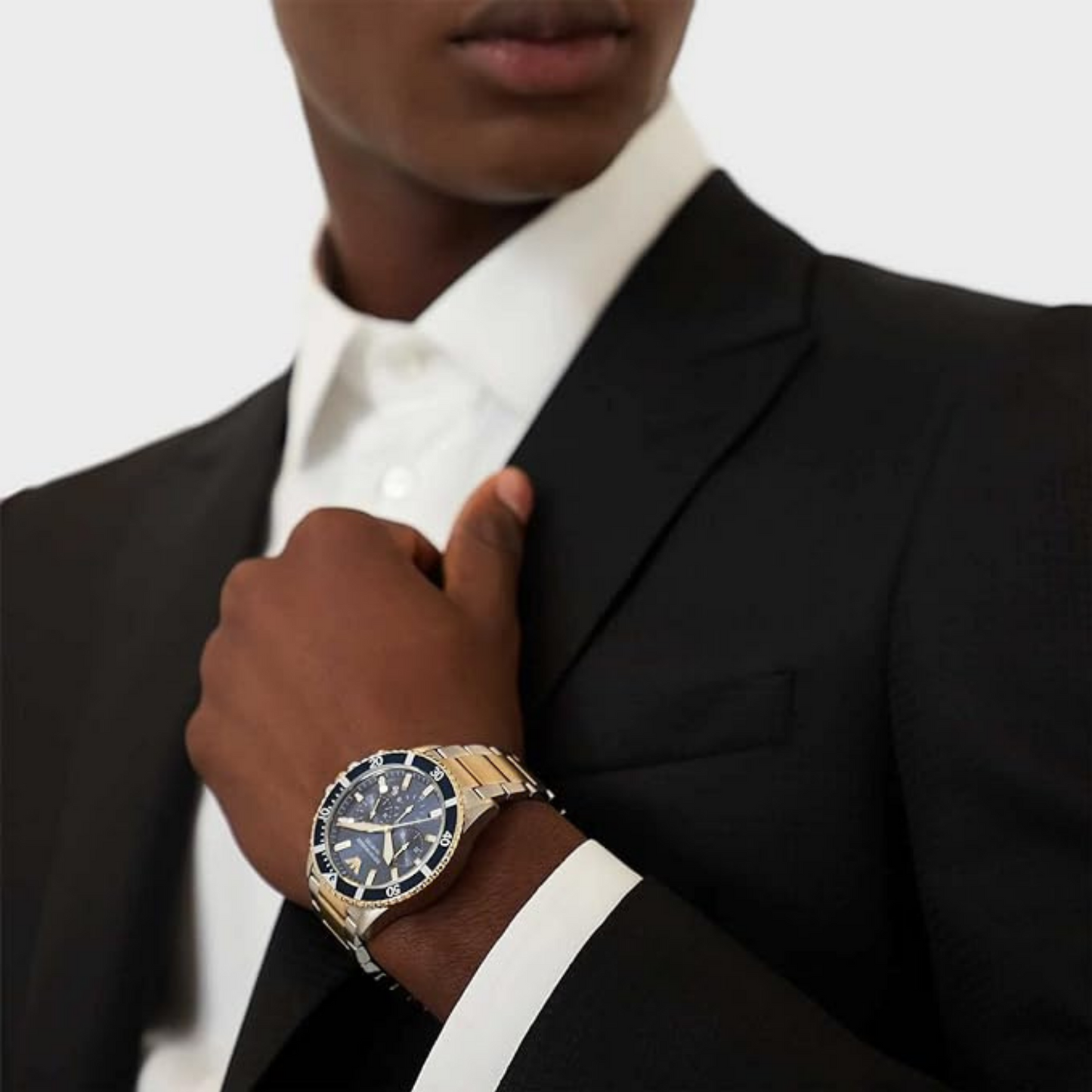 Emporio Armani AR11362 Herrenuhr Armband Edelstahl Wasserdicht Silber - Gold