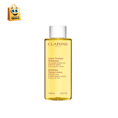 Clarins Gesichts-Lotion Tonique Hydratante mit Aloe Vera & Safranblüten-Extrakt - Für normale bis trockene Haut, 400 ml
