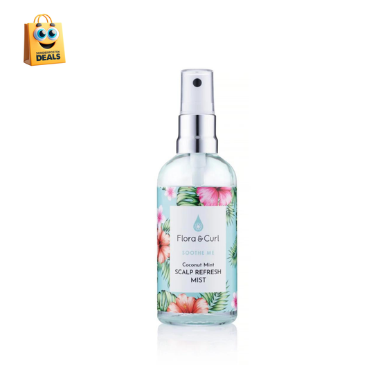 Flora & Curl Coconut Mint Kopfhaut-Erfrischungsnebel 100 ml, Kopfhautspray für trockenes Haar, mit beruhigenden Pflanzenstoffen sorgt für kühlende Kopfhautentlastung
