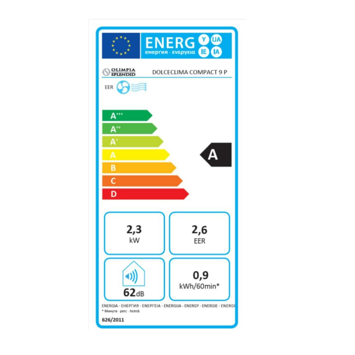 Olimpia Splendid – OS019148 – mobile Klimaanlage Dolceclima Compact 9 P - Gas R290, Italienisches Design