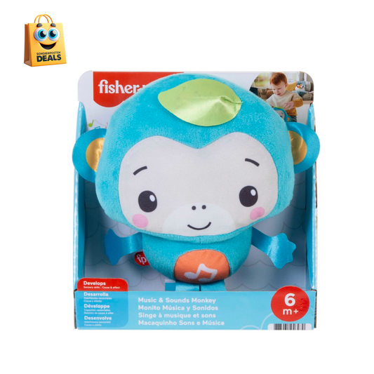 Fisher-Price Music & Sounds Monkey - Ihr Baby kann zu Hause oder unterwegs richtig austoben (ab 6 Monate)