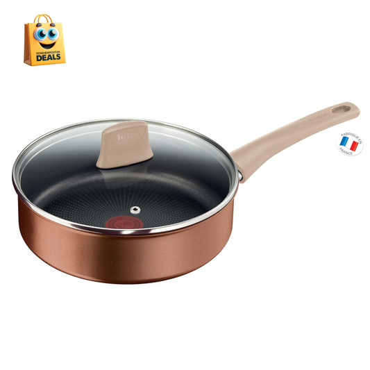 Tefal TEFALECO Schmorpfanne, 24 cm, mit Deckel, Antihaftbeschichtung, geeignet für Induktion,