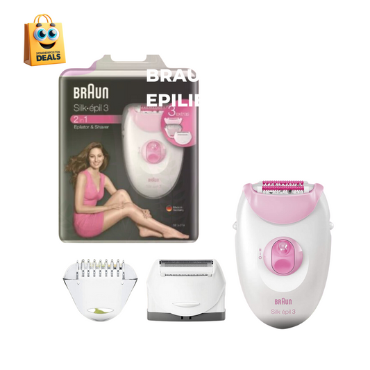 Braun Silk-épil 3 Epilierer 2 in 1 - Haarentfernung, Aufsätze für Rasierer, Trimmer - pink/weiß