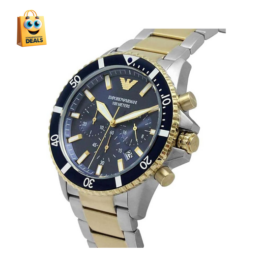 Emporio Armani AR11362 Herrenuhr Armband Edelstahl Wasserdicht Silber - Gold