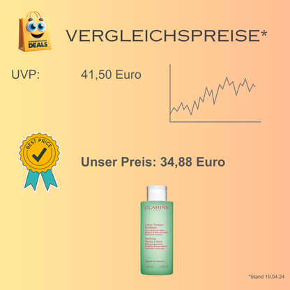 Clarins Gesichts-Lotion Tonique Purifiante mit Wiesenkönigin & Safranblüten-Extrakt - Für Mischhaut bis ölige Haut, 400 ml