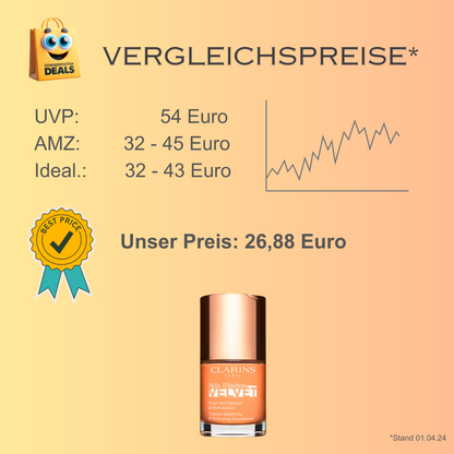 Clarins SKIN ILLUSION VELVET teint mat naturel & hydratation Foundation Make-up  Nr.105N 3, 30 ml