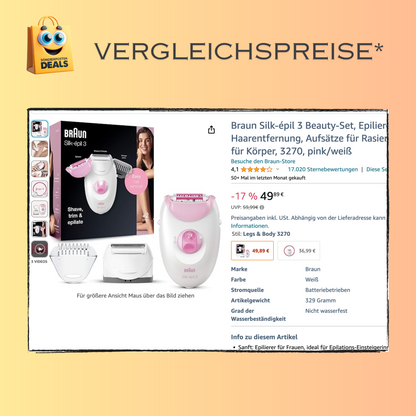 Braun Silk-épil 3 Epilierer 2 in 1 - Haarentfernung, Aufsätze für Rasierer, Trimmer - pink/weiß