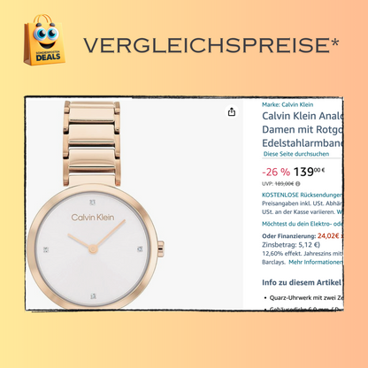 Calvin Klein elegante Uhr für Damen mit Edelstahlarmband – Zifferblatt mit Steinen versetzt