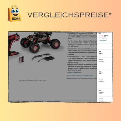 Carson – The Beast 1:12 – RC-Auto als Amphibienfahrzeug, 100% RTR, für Land und Wasser, robust und wasserfest, mit 2.4G Fernsteuerung,