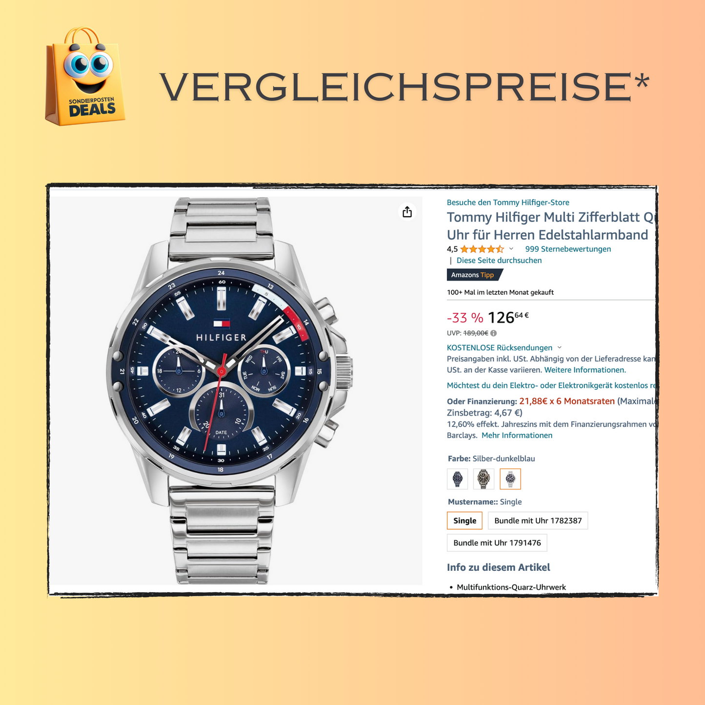 Tommy Hilfiger Mason Multi Zifferblatt Uhr - 1791788