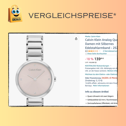 Calvin Klein elegante Uhr für Damen mit silbernem Edelstahlarmband – rosa Zifferblatt