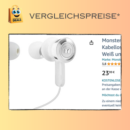Monster Clarity HD Bügel kabellose Bluetooth In-Ear-Kopfhörer Weiß und Chrom - bestens für Sport geeignet