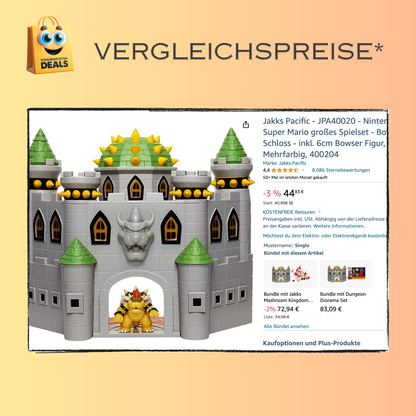 Jakks Pacific - JPA40020 - Nintendo Super Mario großes Spielset - Bowser´s Schloss - inkl. 6cm Bowser Figur, 400204