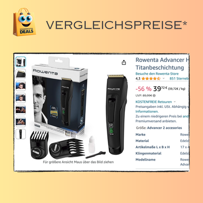 Rowenta Advancer Haarschneider mit Edelstahlklingen mit Titanbeschichtung