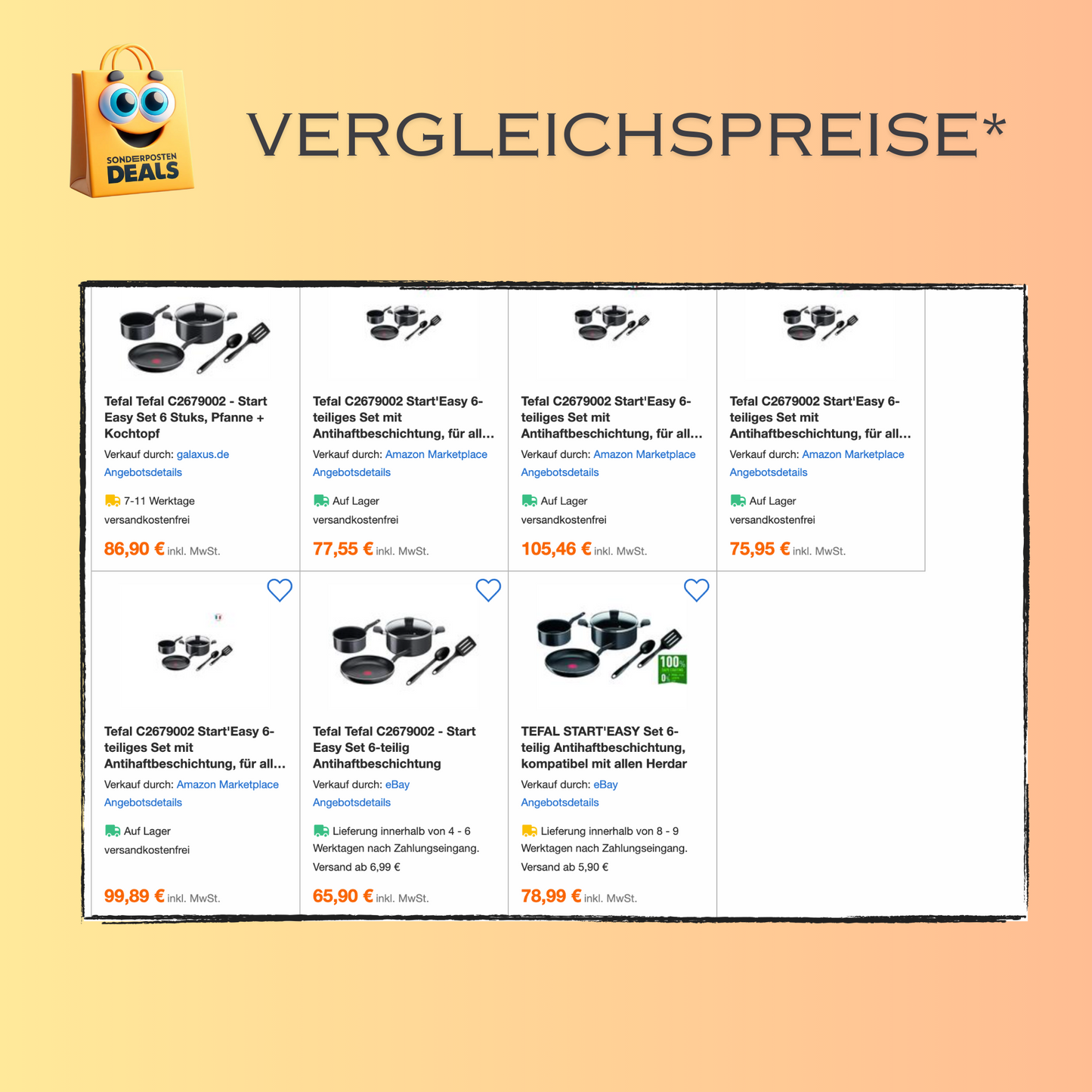 Tefal C2679002 Start'Easy 6-teiliges Set mit Antihaftbeschichtung, für alle Herde, auch Induktionsherde geeignet