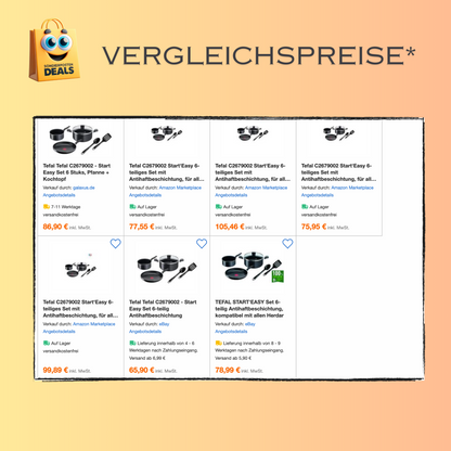 Tefal C2679002 Start'Easy 6-teiliges Set mit Antihaftbeschichtung, für alle Herde, auch Induktionsherde geeignet