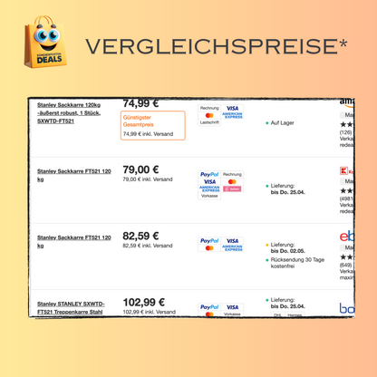 Stanley FT521 - Klappbarer Handwagen aus Stahl - 120kg - Sackkarre äußerst robust, SXWTD-FT521