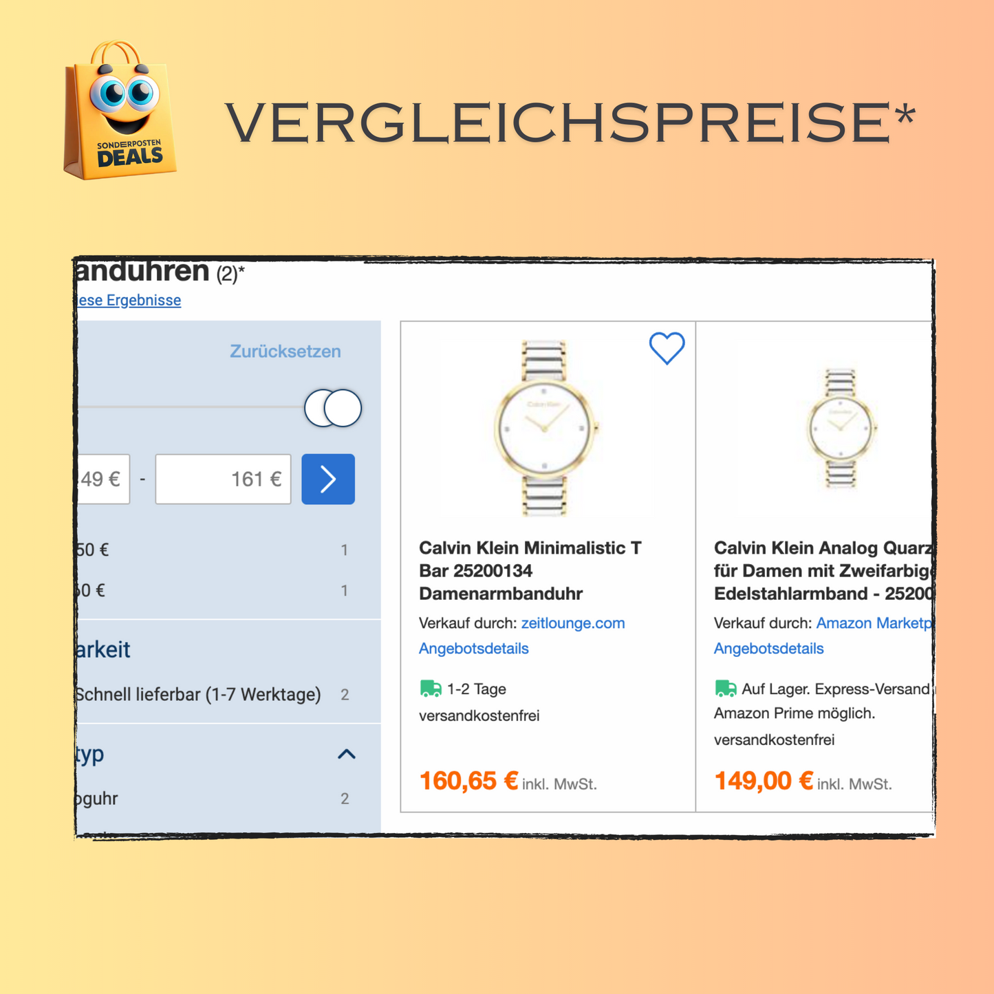 Calvin Klein elegante Uhr für Damen mit Zweifarbiges Edelstahlarmband – silber - gold