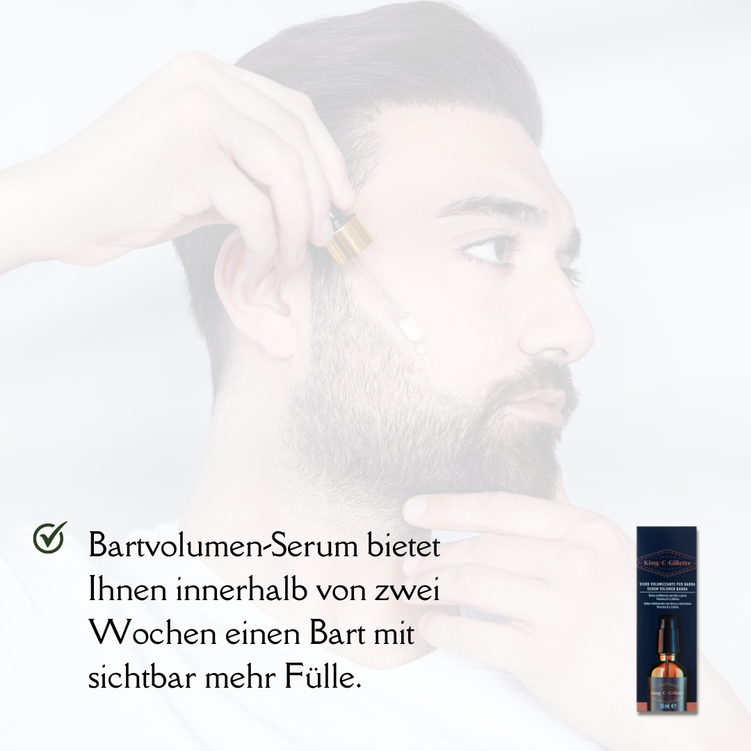 Spar Bundel 2 Stück - 100 ml Bartvolumen Serum von King C. Gillette mit Guide. Bart Öl mit Verdichtungseffekt, Vitaminkomplex B und Koffein