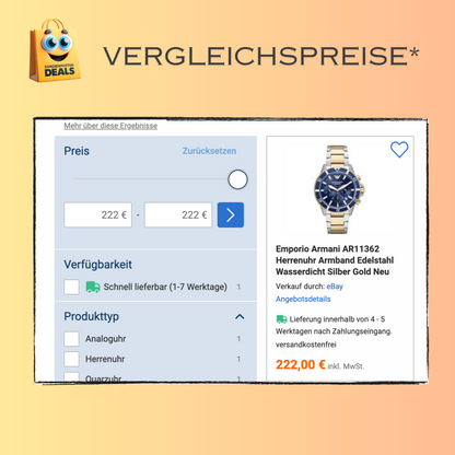 Emporio Armani AR11362 Herrenuhr Armband Edelstahl Wasserdicht Silber - Gold