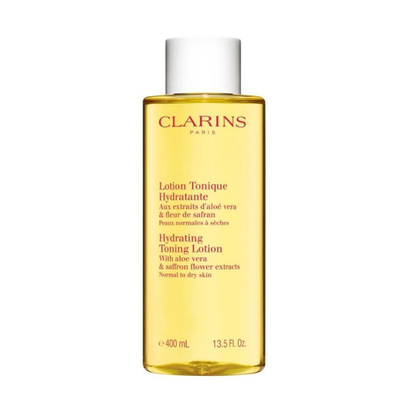 Clarins Gesichts-Lotion Tonique Hydratante mit Aloe Vera & Safranblüten-Extrakt - Für normale bis trockene Haut, 400 ml